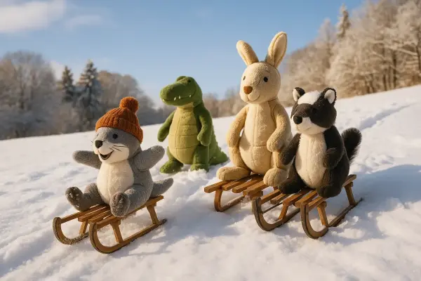 Sonne auf Schnee und der Hügel am Waldrand