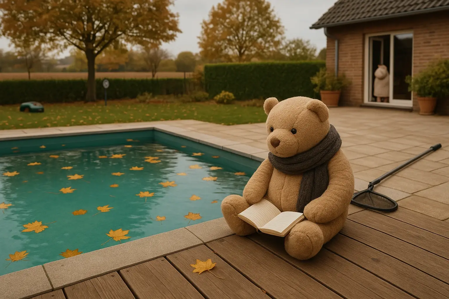 Mozart und die Blätter im Becken