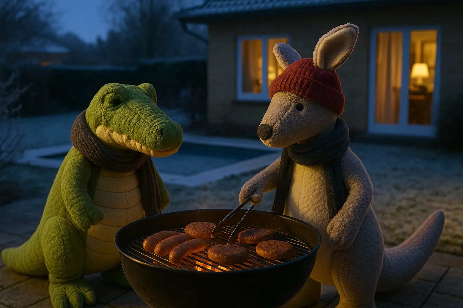 Wintergrillen mit Kroko und Känguru