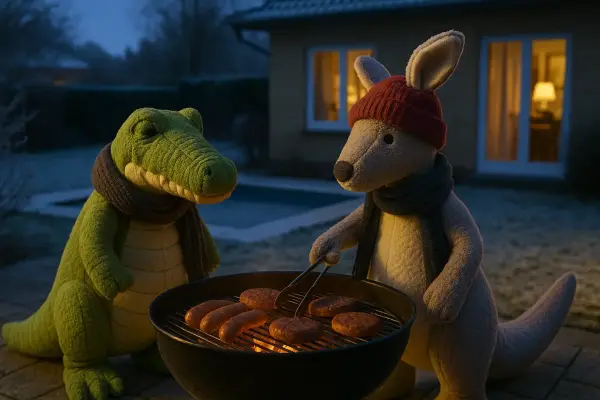 Wintergrillen mit Kroko und Känguru