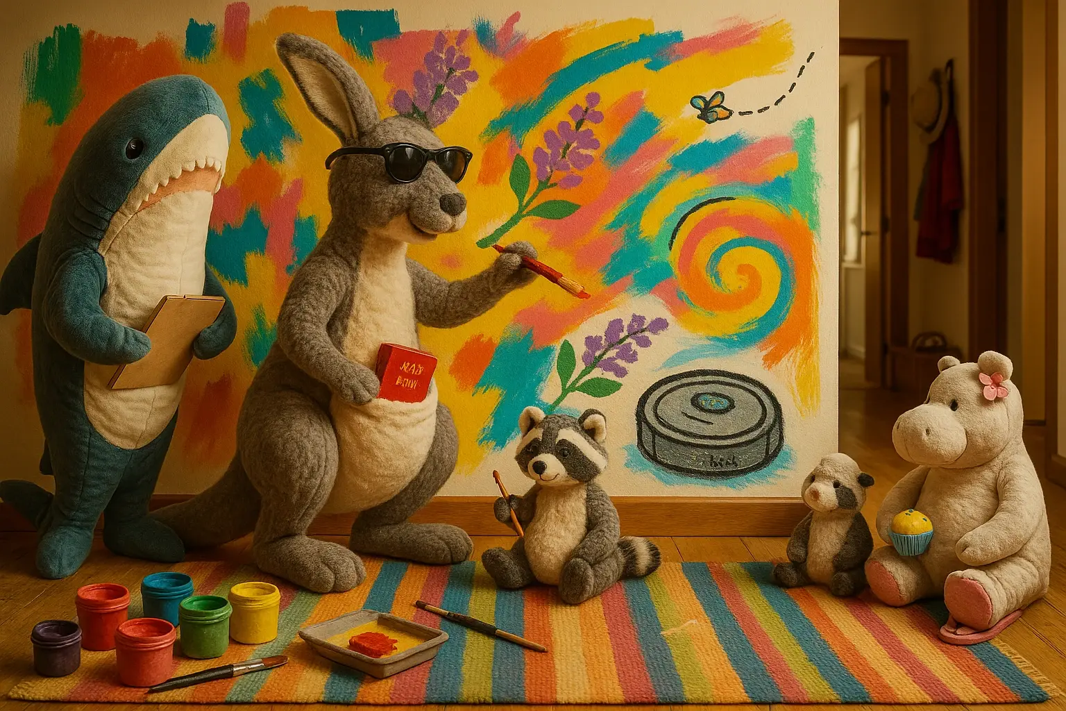 Känguru macht ein Wandbild