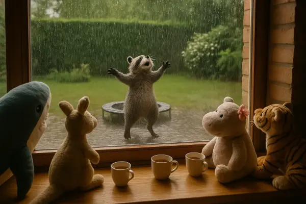 Waschbär und der Mairegen