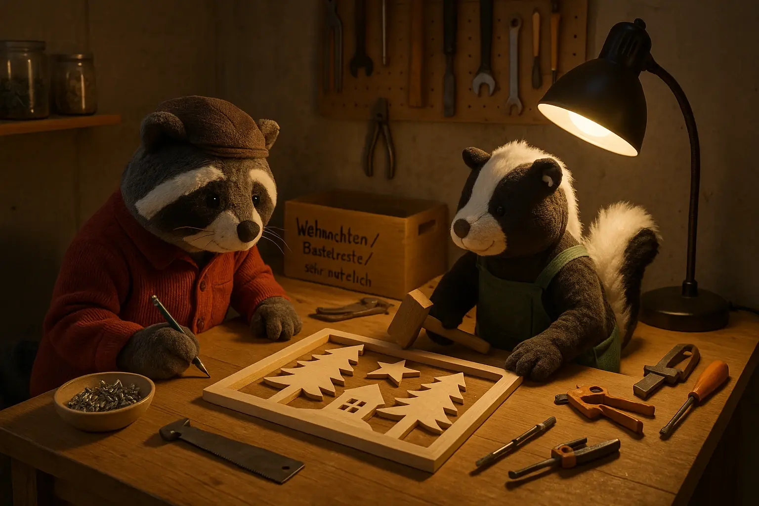 Waschbär und Stinkerle im Kellerwerkraum