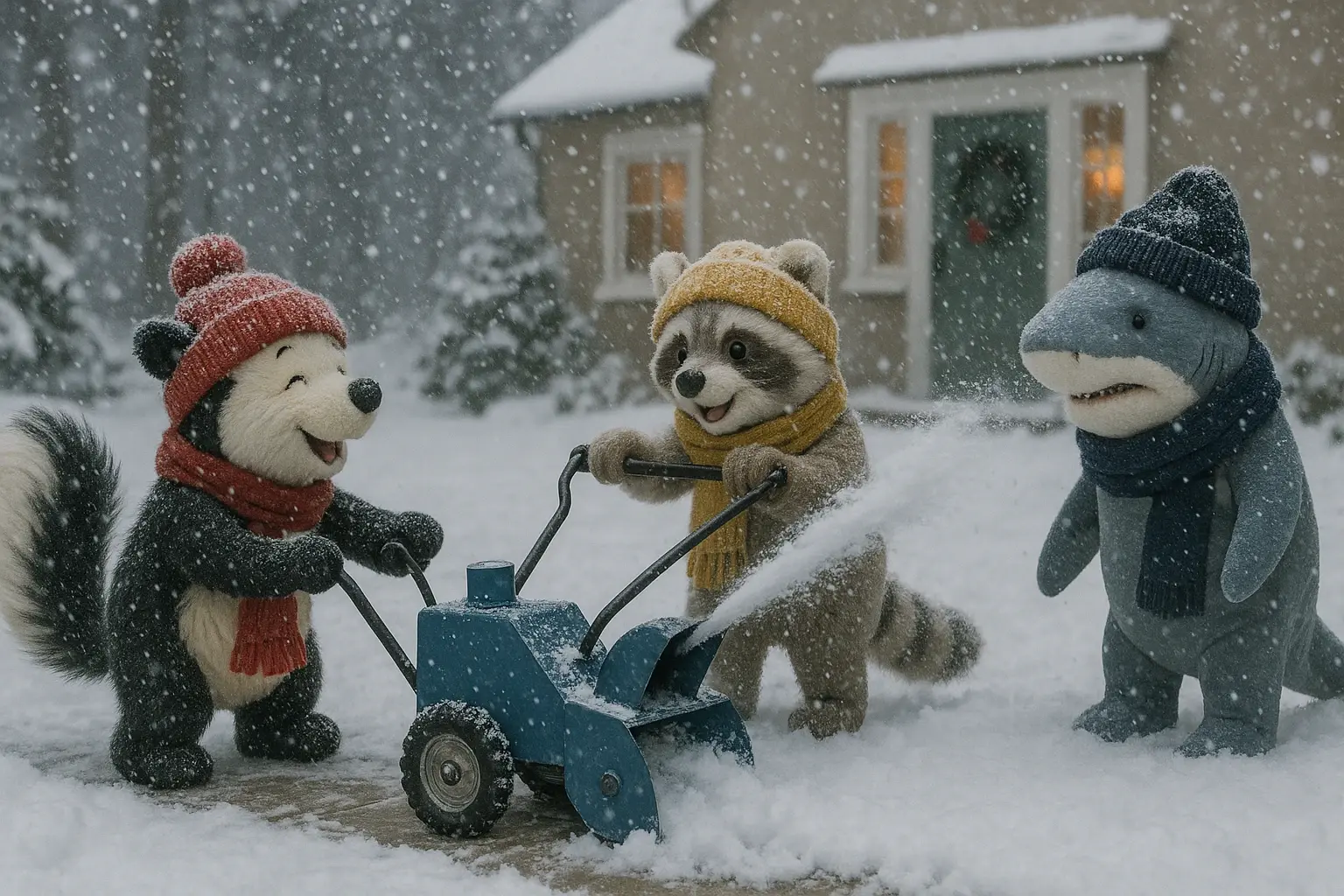 Stinkerles Schneeräum-Maschine und der beruhigte Hai