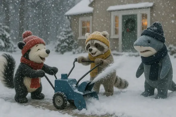 Stinkerles Schneeräum-Maschine und der beruhigte Hai