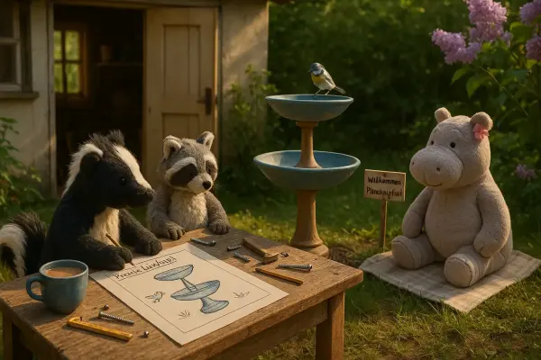 Stinkerle baut ein Vogelbad