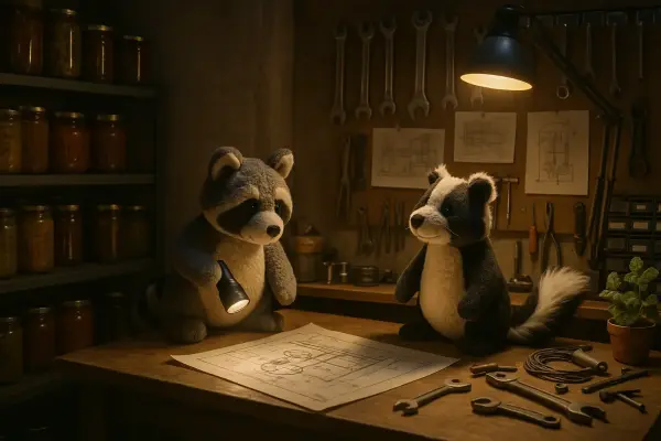 Waschbär und die geheime Kellertür