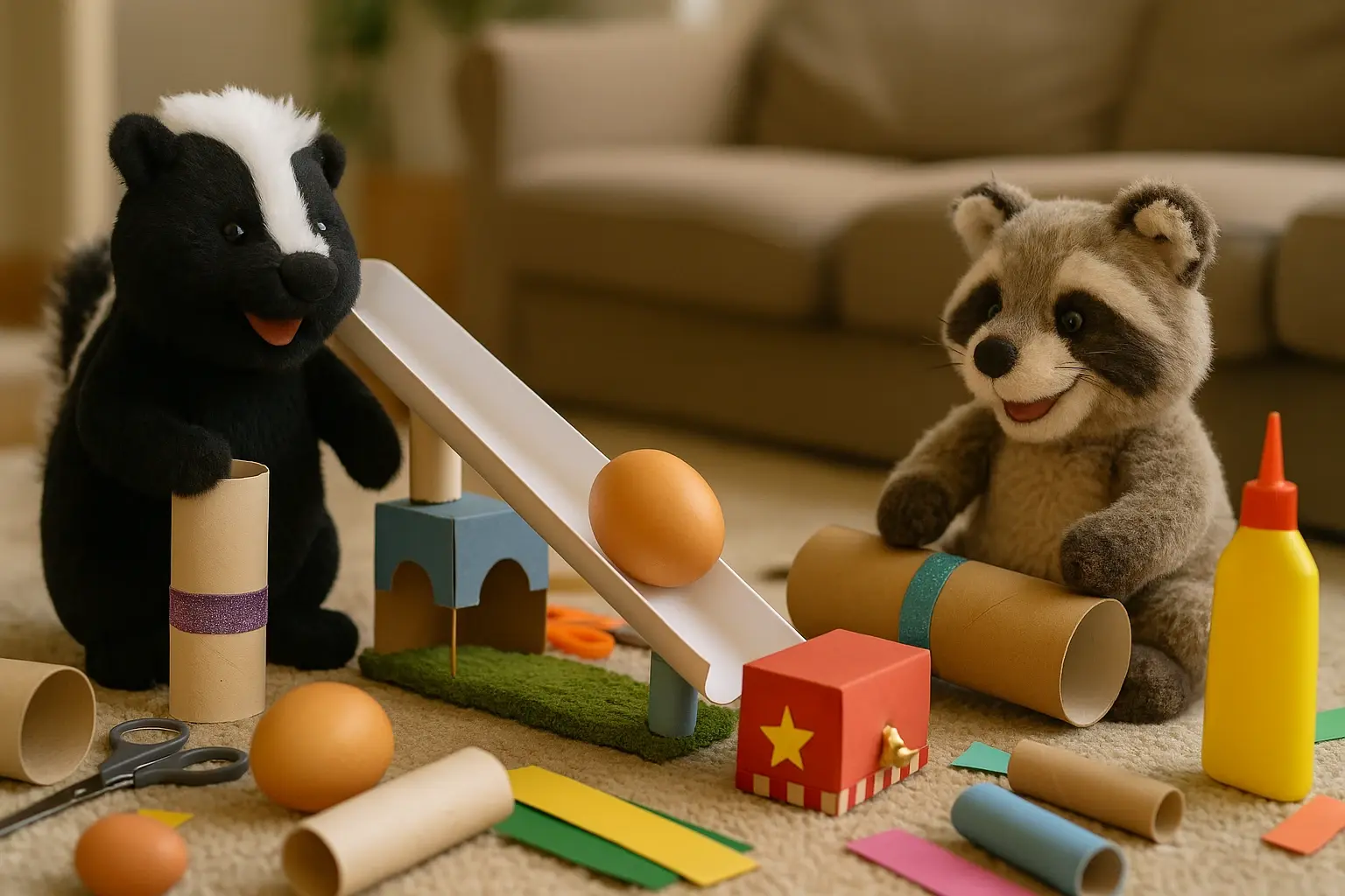 Stinkerle und der Waschbär erfinden die Eierrollbahn