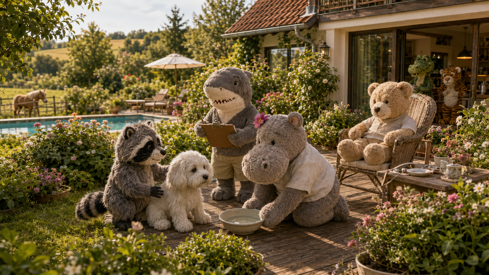 Der kleine weiße Hund bei Raseline