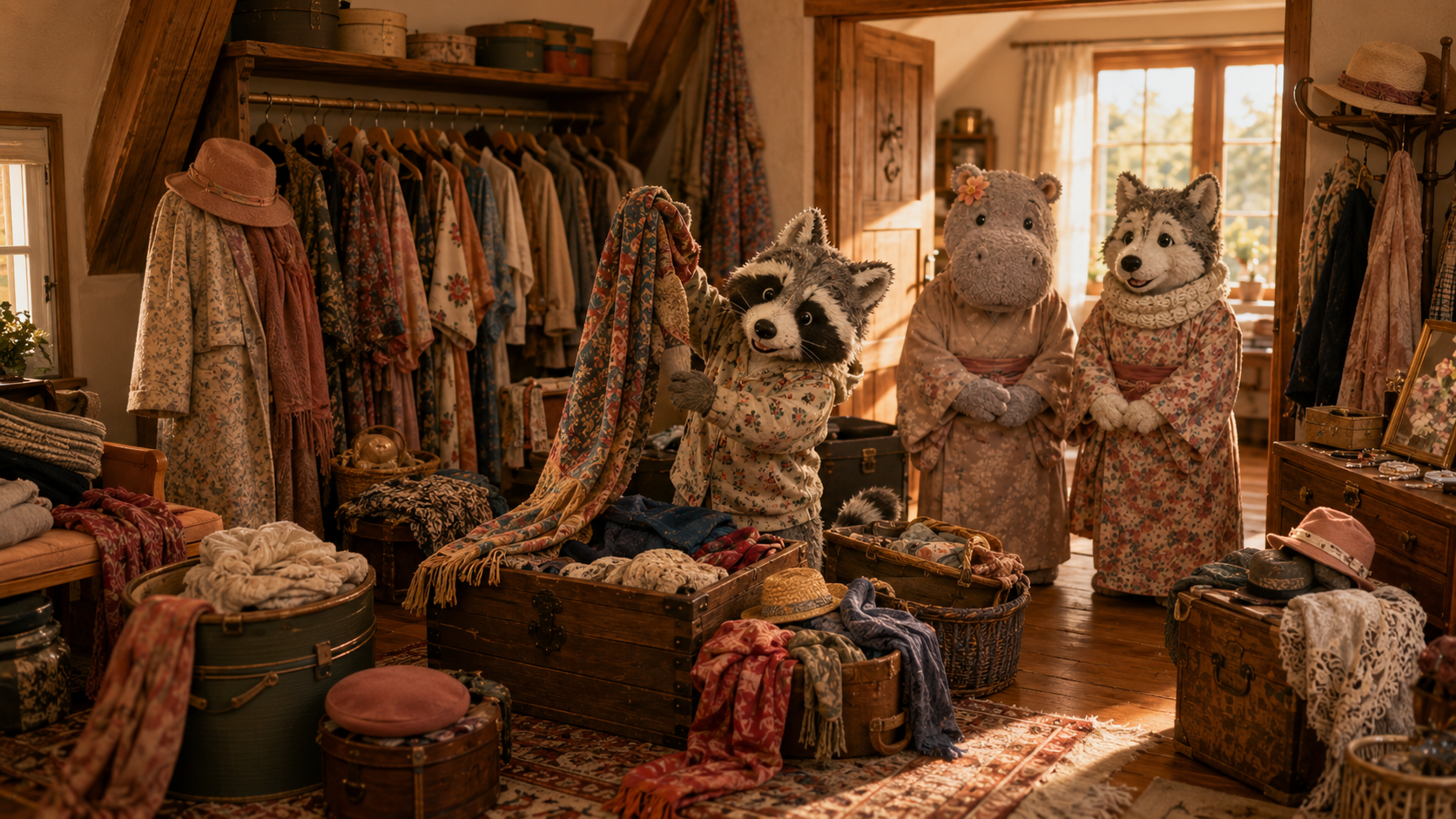 Waschbär und die verborgene Ankleide