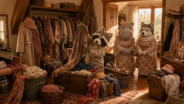 Waschbär und die verborgene Ankleide