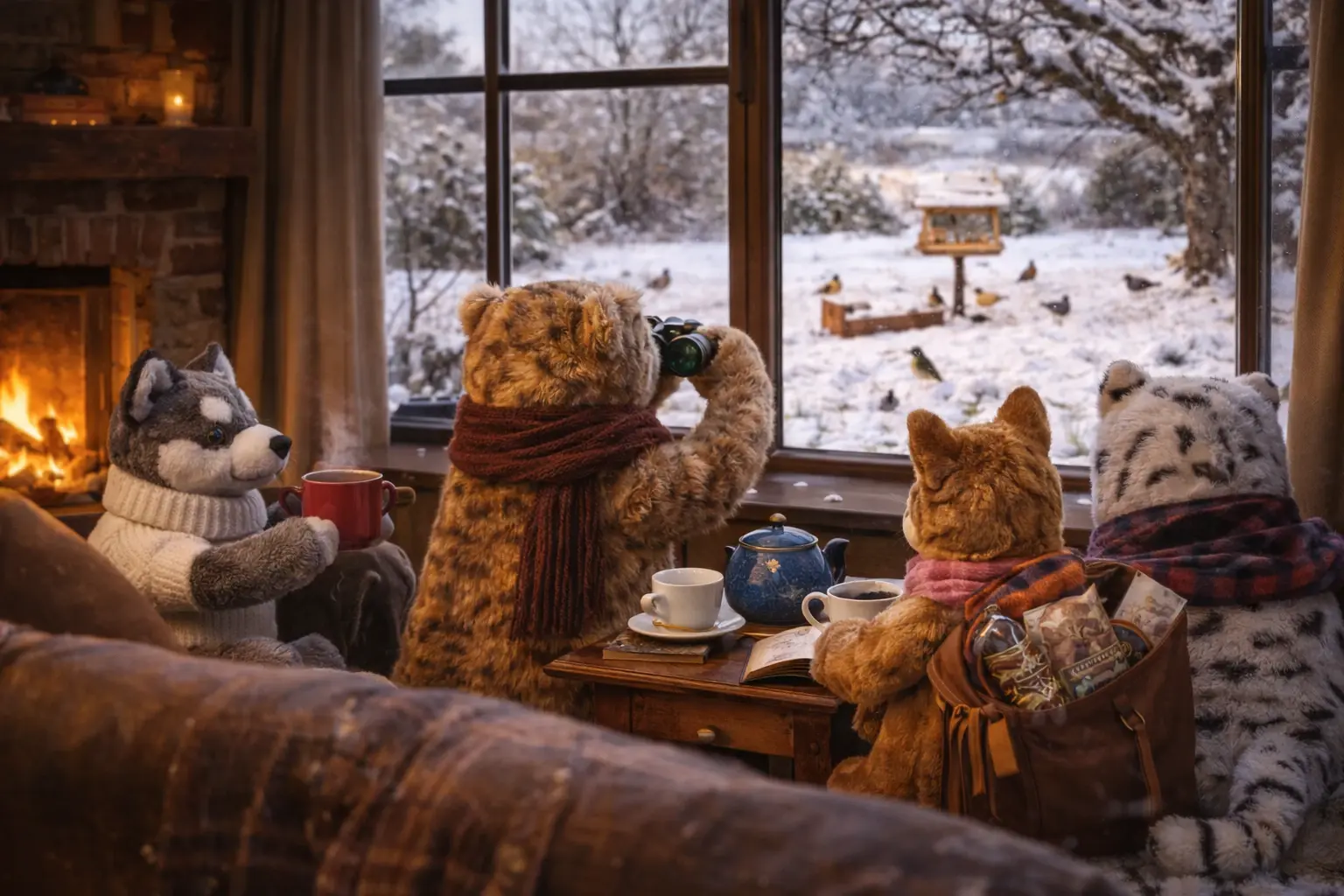 Odin und das Fernglas am Kaminfenster