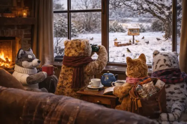 Odin und das Fernglas am Kaminfenster