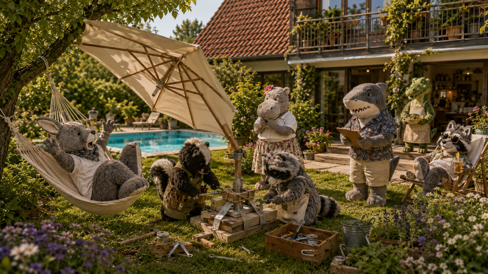 Der Sonnenschirm, der beinahe das Känguru traf