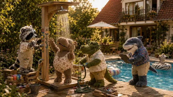 Die neue Gartendusche am Pool