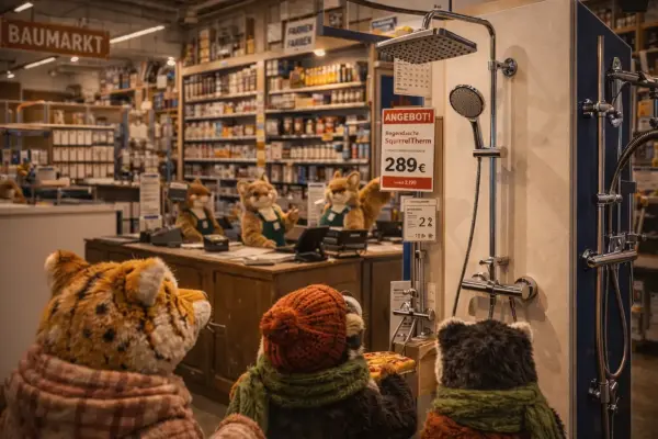 Uschi und die Regendusche aus dem Eichhörnchen-Baumarkt