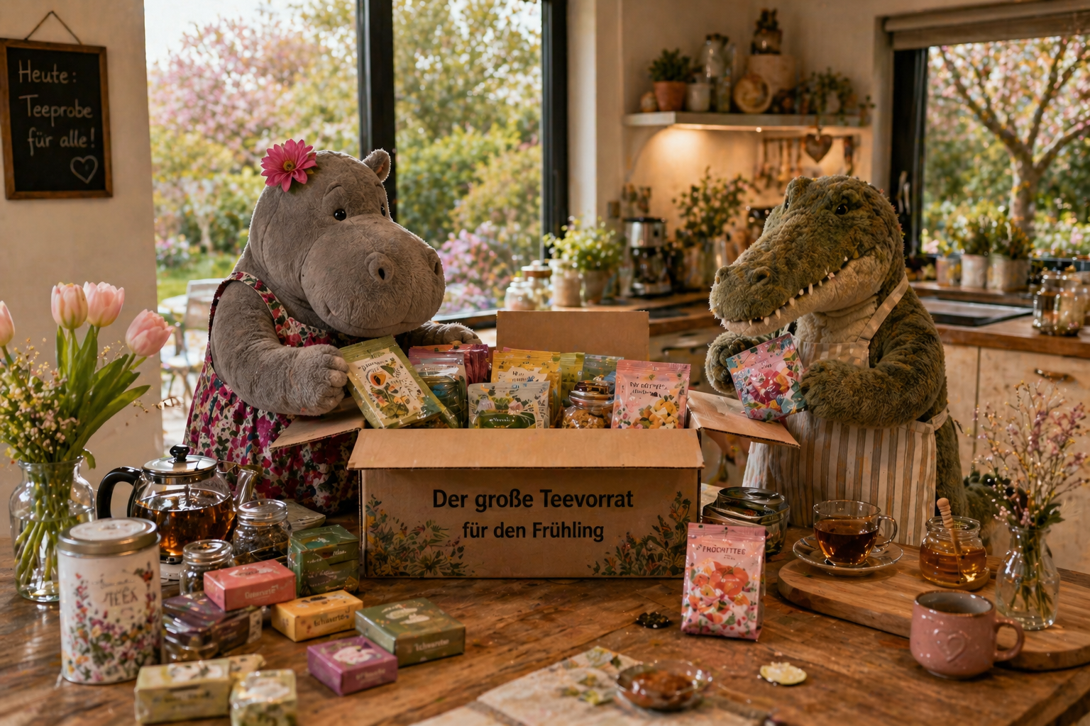 Der große Teevorrat für den Frühling