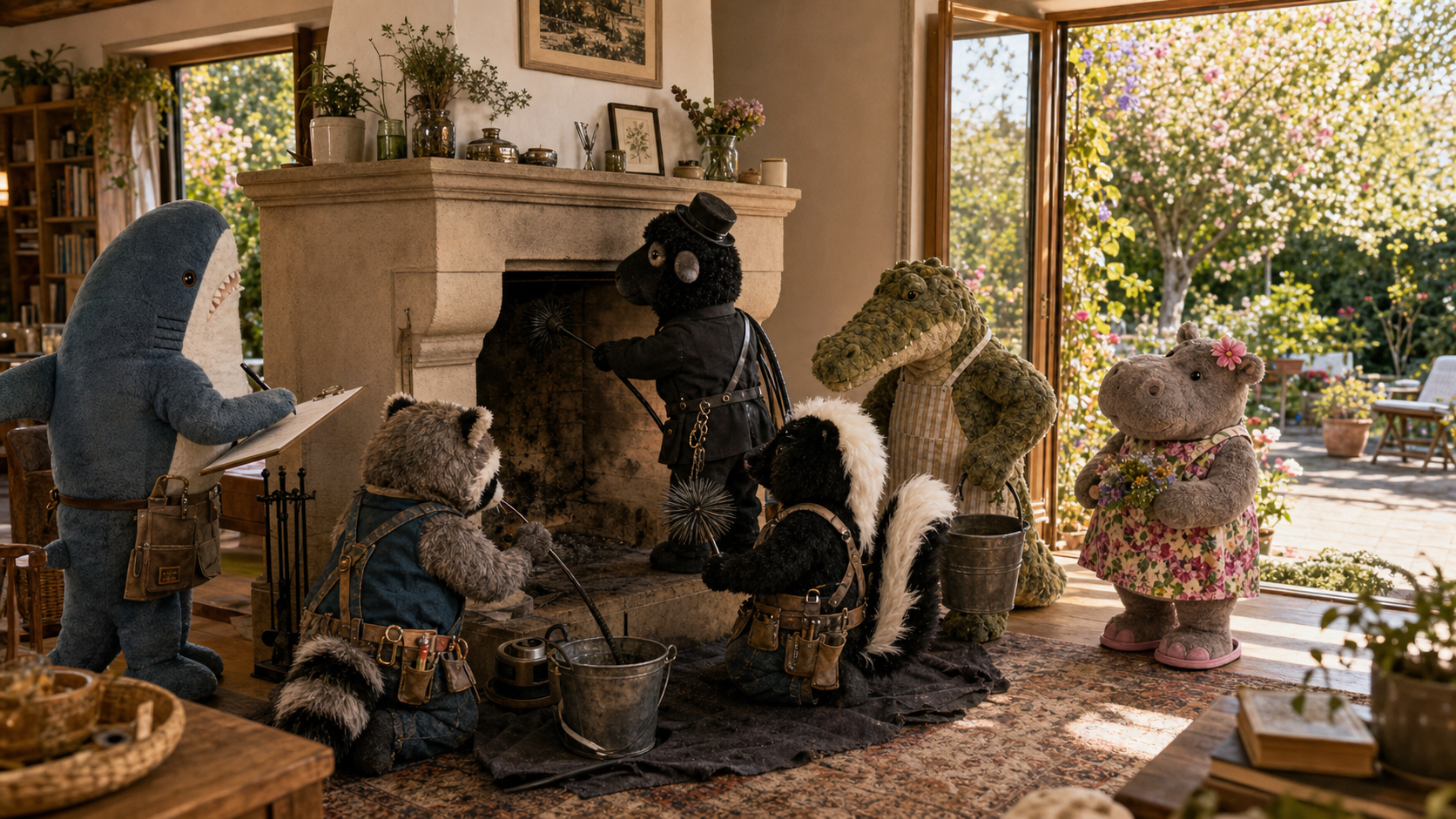 Das Schornsteinschaf und der Kamin im Sommerschlaf
