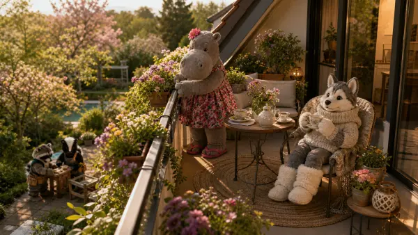 Uschi, Lara und der Balkon, der endlich Frühling bekam