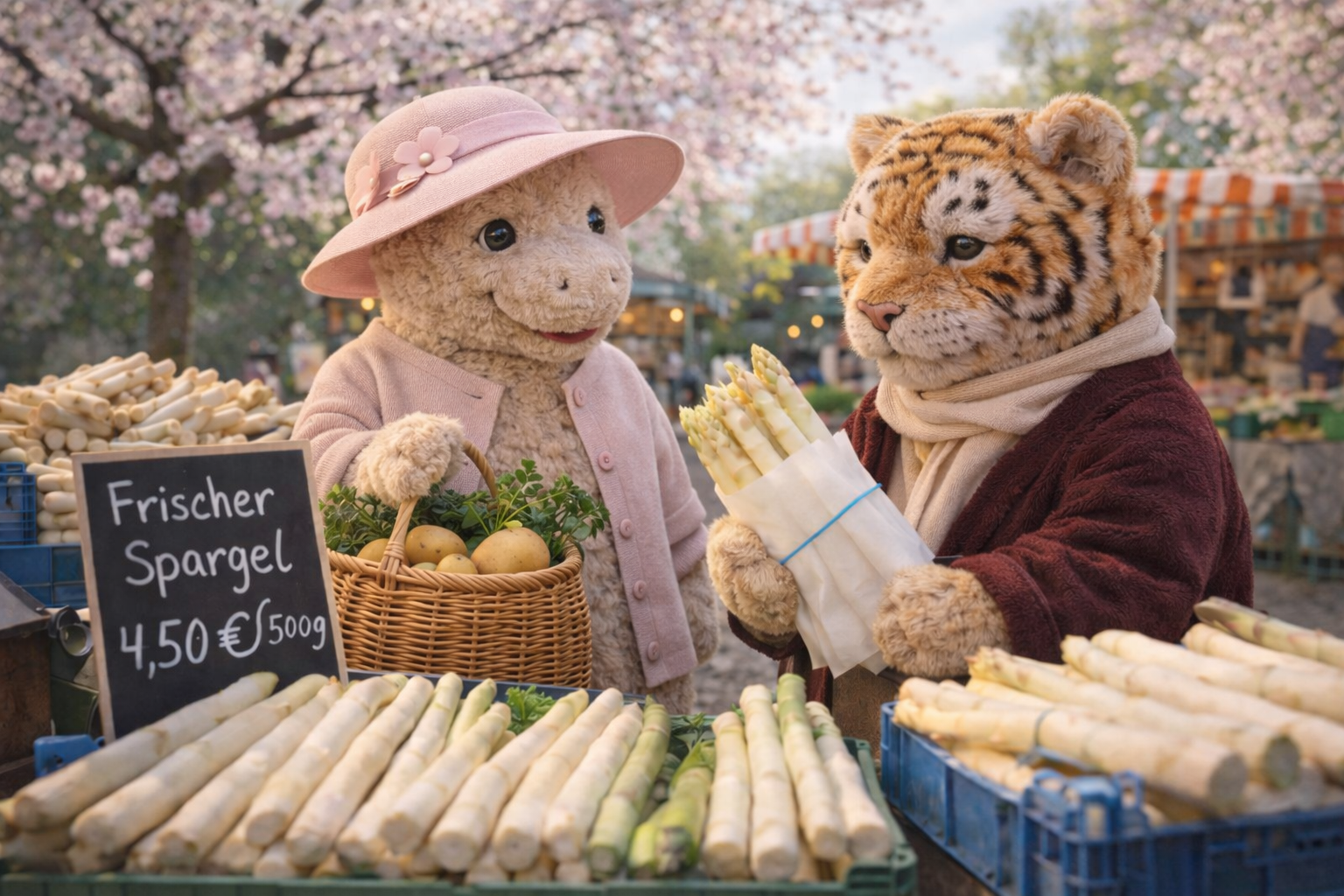 Der Spargel unter Kirschblüten