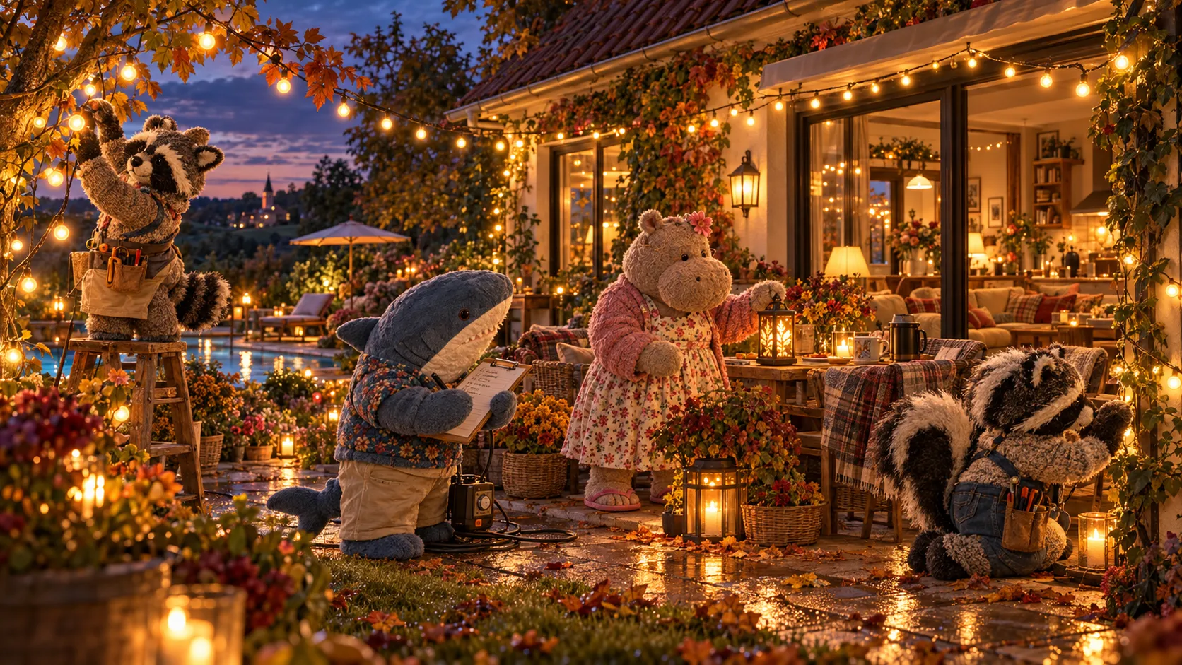Der erste Abend mit Lichterketten