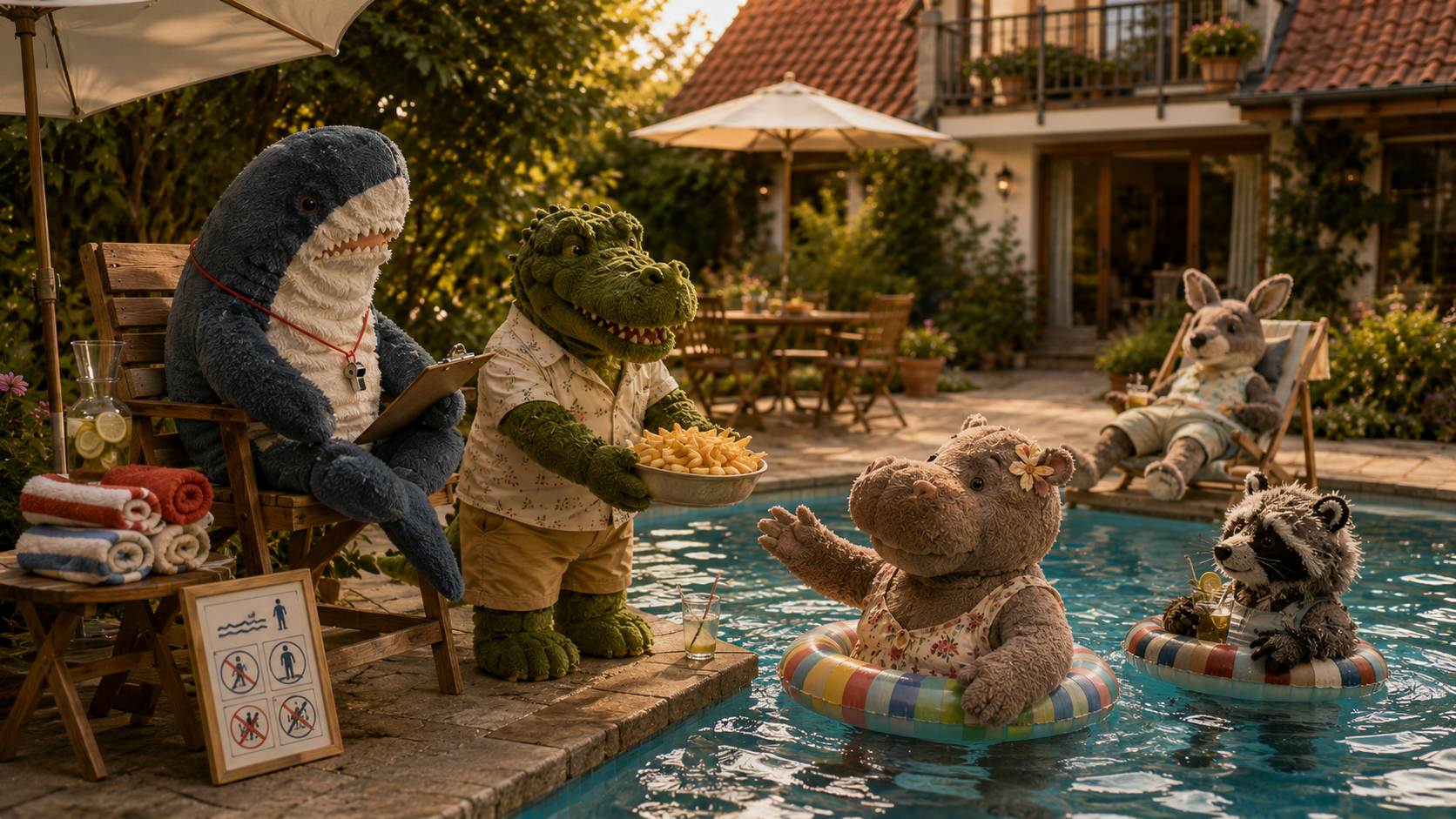 Der Hai als Bademeister und die Pommes vom Pool